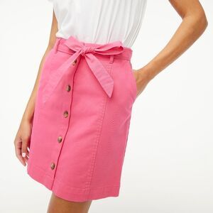 NWT J. Crew Chino Button Front Tie Waist Mini Skirt in Sweet Briar Pink